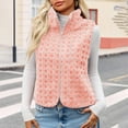 thumbnail image 4 of Breezora Women's Checkered Waistcoat Plush Zip Up Sleeveless Jacket Cozy Winter Casual Outerwear for Daily Wear M Size Pink, 4 of 7
