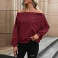 thumbnail image 2 of tarylea Sweatshirt for Women Shoulder Button off Shoulder Tops Long Sleeve Solid Color Pullover Casual Loose Dailywear, 2 of 3