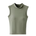 thumbnail image 4 of QUNYINEY Mock Neck Womens Tank Tops Sleeveless Casual Solid Tops Padded Slim Summer Tank Tops, 4 of 5