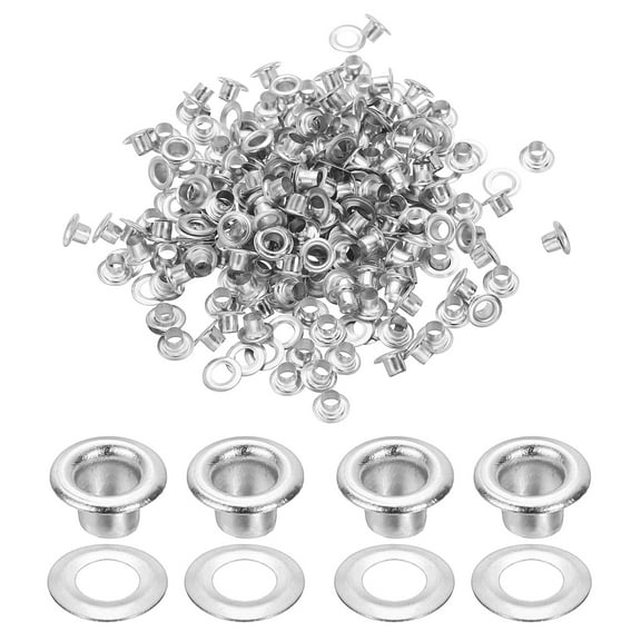 Uxcell 3.5mm/1/8" Metal Eyelets, Eyelets and Grommets Kit for DIY Project, Silver 150 Pcs