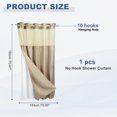 thumbnail image 2 of Cortina de Ducha Uxcell Sin Gancho, 71Wx72L" Forro de Poliéster Removible, Cortinas de Ducha Impermeables y Lavables para Baño, Amarillo, 2 of 7