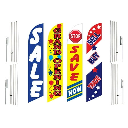 4 Swooper Flags With 4 Pole Kits Sale Grand Opening Save Now Sell Buy Trade
