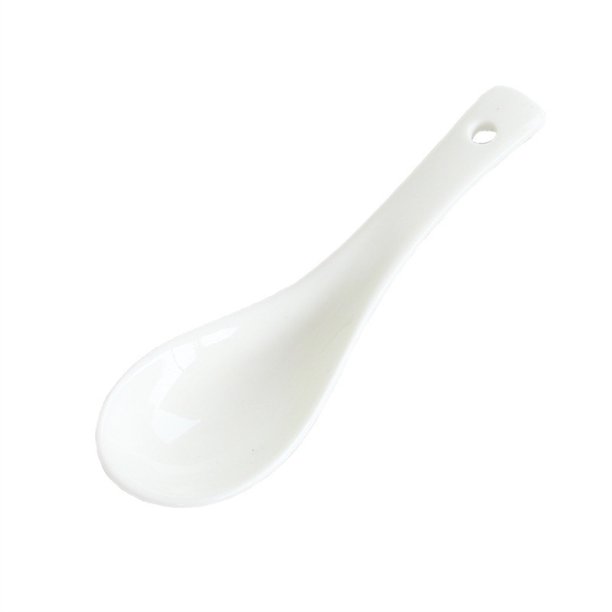 Juego de 12 cucharas de cucharón de porcelana, cucharas de postre, cucharas de sopa de cerámica blanca de 4,5"