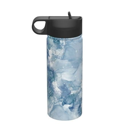 

18 Oz Insulated Sports Bottle Outdoor Sports Gym Handheld Portable Casual Stainless Steel Water Bottle Straw With Lid Marble Print