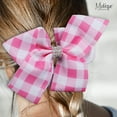 thumbnail image 3 of Motique Accessories Plaid Hair Bow Hair Clip 6 inch Checkered Bow Hair Clip (Pink), 3 of 5