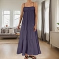 thumbnail image 2 of Vestido largo sin mangas de verano con tirantes finos y ribetes en contraste para mujer, 2 of 5