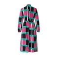 thumbnail image 6 of Women's Casual Dress Colorful Geometric Print Long Sleeve Half Turtleneck Loose Long Dress, 6 of 9