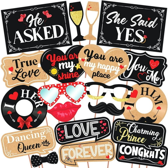  Pre Wedding Props for Photoshoot for Couple, Wedding Photo Booth Party Props, Pre Wedding Props for Photoshoot (Brown & Black Colour)