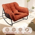 thumbnail image 3 of Papasan Rocking Chair Indoor & Outdoor, All Weather Wicker Papasan Patio Chair with Cushion & Pillow, Oversized Papasan Rocker Egg Chair for Bedroom, Garden, Patio, Red., 3 of 7