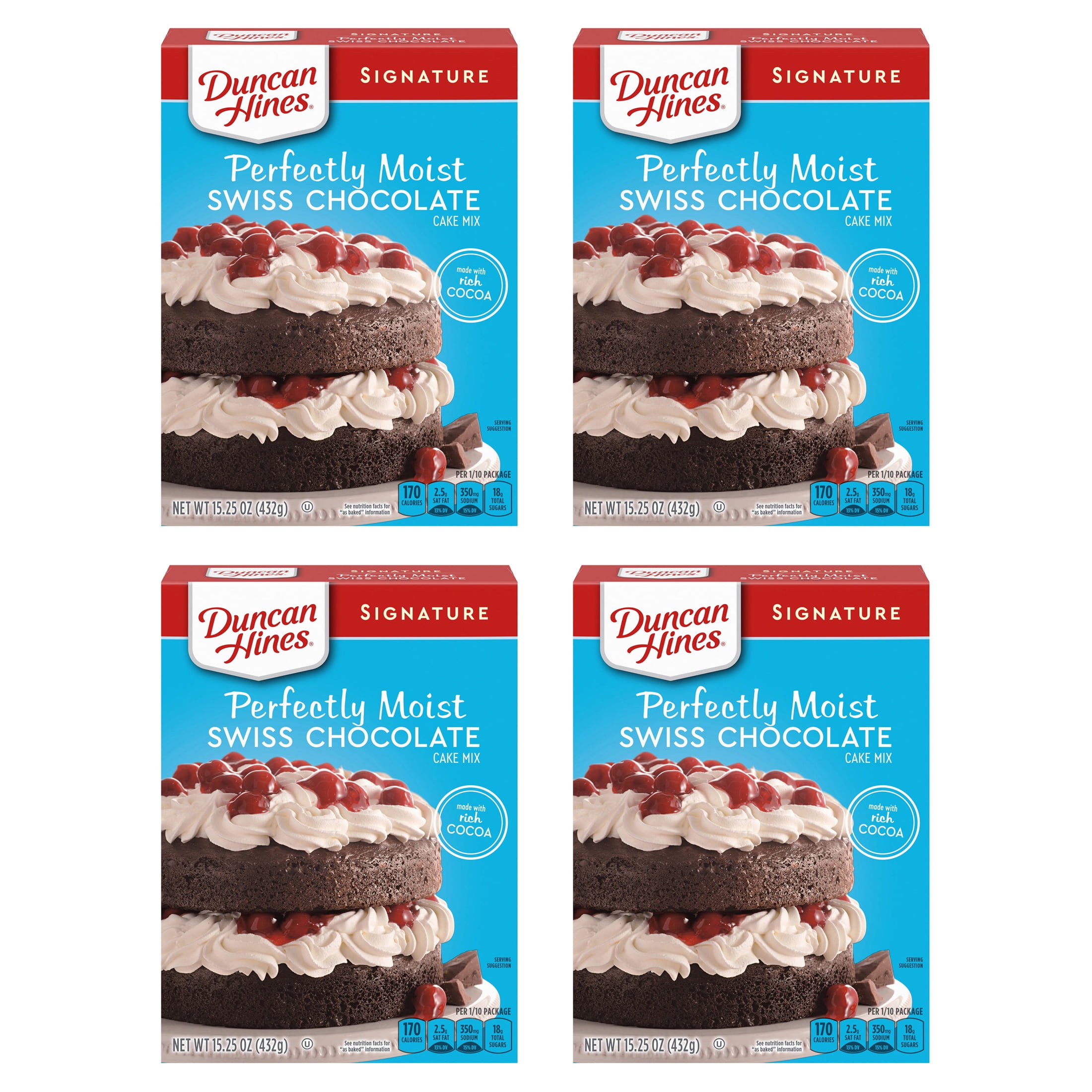 (4 pack) Duncan Hines Signature Perfectly Moist Swiss Chocolate Cake