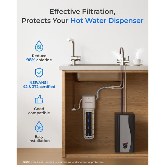 10UE Under Sink Water Filter for Hot and Cold Water Dispenser System, Reduces PFAS, PFOA/PFOS, Lead, Chlorine, Bad Taste & Odor, 11000 Gallons