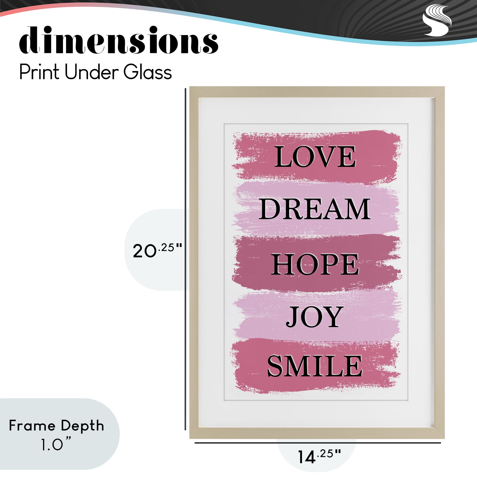 Stupell Industries Love Dream Hope Joy Smile Birch Framed Print Under Glass, design by Martina Pavlova