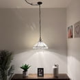 thumbnail image 4 of Tiffany Pendant Lights Plug In White Hexagon Stained Glass LED Bulb Included for Dining Room Hotel Restaurant Cafe 16"W*16"D*75"H, 4 of 8