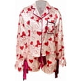 thumbnail image 4 of 2026 Christmas Pajamas for Women Bow Tie Button Up Top and Ruffle Shorts 2 Piece Silk Satin Pjs Y2k Cute Sleepwear, 4 of 6