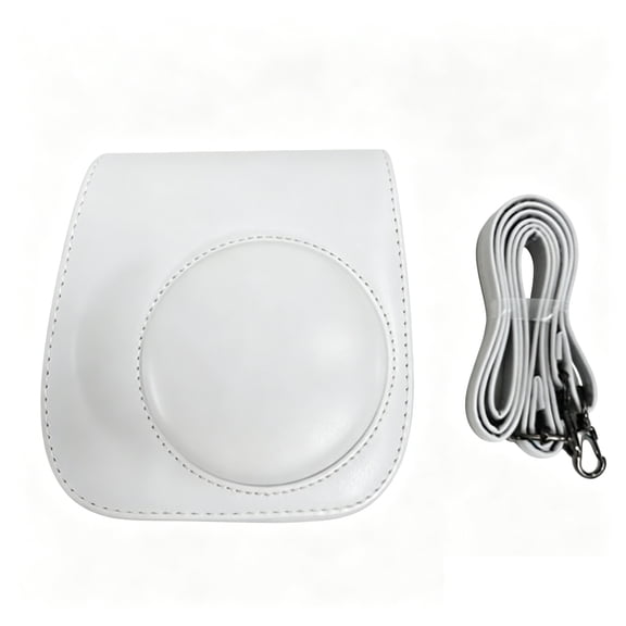 Vintage PU Camera Case for Fujifilm Instax Mini 13, Instant Film Camera Protective Sleeve with Magnetic Closure & Detachable Strap (White)