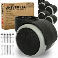 Ruedas para Pisos Duros de 11 mm para Todas Las Marcas de Sillas de Oficina - Ruedas sin Clavijas de Servicio Pesado para Pisos Laminados, de Parquet y de Baldosas - Antirrayas y Silenciosas