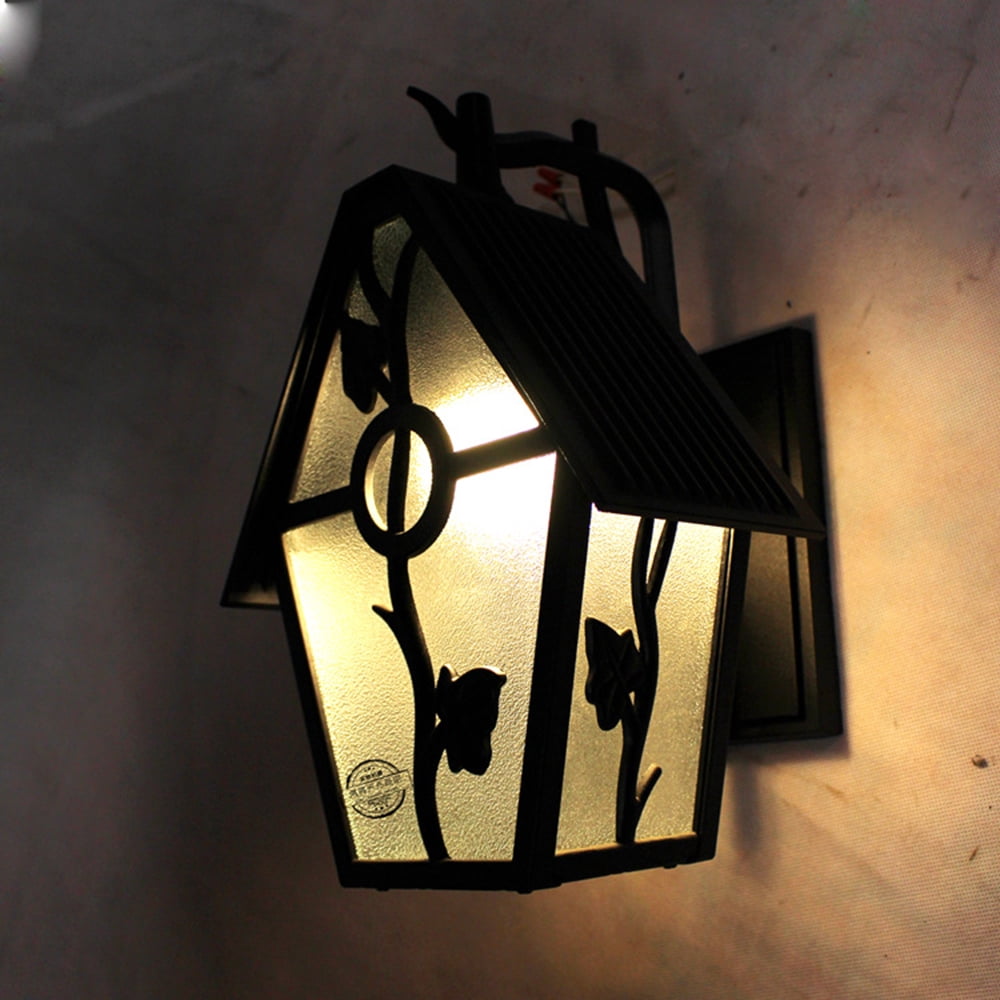 Waterproof Outdoor Wall Sconces, Frosted Glass Flower Wall Lamp, House-shaped Wall Lamp, Wall Mount Light, European Style Lighting Fixture