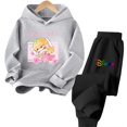 thumbnail image 3 of Conjunto de sudadera con capucha de La Bella Durmiente de Disney para niñas de 3 a 14 años, sudadera informal de calle kawaii para niños, mono de camión para niños, 3 of 5