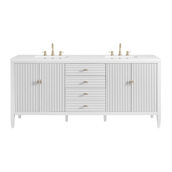 James Martin Vanities 485-V72-3Wz Myrrin 72" Double Basin Wood Vanity Set - White