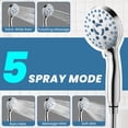 thumbnail image 2 of Cshidworld High Pressure 5 Functions Shower Head with Handheld, Showerhead with Shower Bracket for Tubs Tiles Pets Cleaning, High Pressure Handheld Shower Heads with 59" Stainless Steel Hose, Chrome, 2 of 6