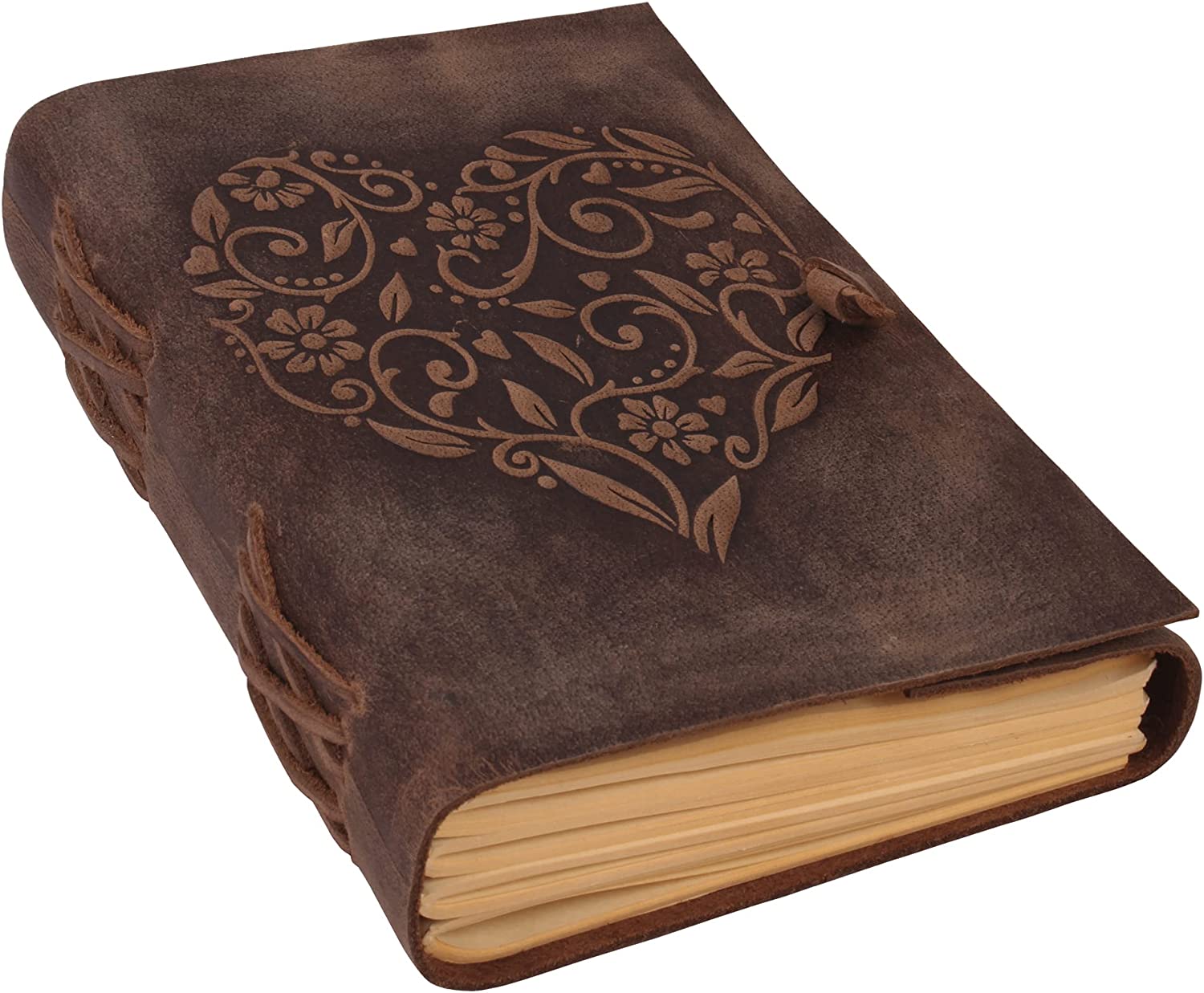 Leather Journal Lined Notebook - Journal for Women with Embossed Heart Shape, 8x6″ Ruled Small Notebooks, Kraft Paper - 400 pages Lined Paper College Ruled - Inspirational gift for women MOONSTER