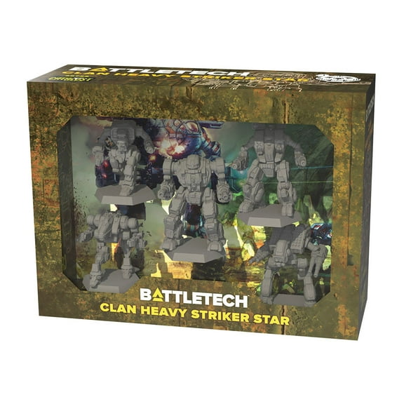 Catalyst Game Labs BattleTech Clan Heavy Striker Star Miniature Board Game with Gargoyle, Hellbringer, Mad Dog, Ice Ferret, and Viper Miniatures