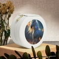 thumbnail image 6 of Fuzoiu Starry Light White Horse Print Portable Jewelry Box,Round Mini Leather Travel Jewelry Case,Small Travel Jewelry Organizer,Jewelry Holder for Ring Necklace Earring for Women Girls-White, 6 of 7