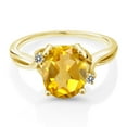 thumbnail image 2 of Gem Stone King 18K Yellow Gold Plated Silver Yellow Citrine and White Diamond 3-Stone Ring for Women | 2.43 Cttw | Oval 10X8MM | Gemston Birthstone | Wedding Engagement Anniversary Ring | Size 9, 2 of 4