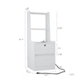 thumbnail image 3 of Tcbosik Night Stand with Night Light and Charging Station, Bedside Table with Bookshelf and Lockable Drawers, End Table for Bedroom Living Room, White, 3 of 9