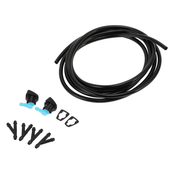 Unique Bargains Windshield Washer Nozzle Kit Front with Fluid Hose Gasket for Ford Focus 2008-2011 Black Blue 1 Set