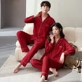 thumbnail image 3 of Amante de la Navidad ropa de dormir roja pareja conjuntos de 2 piezas primavera otoño Mujer pijamas conjuntos Pijama Mujer, 3 of 4