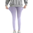 thumbnail image 4 of HAOTAGS 3 Pack Girls Cotton Leggings,High Waist Solid Color Casual Soft Leggings for Girls Clothes Purple 10 Years, 4 of 9