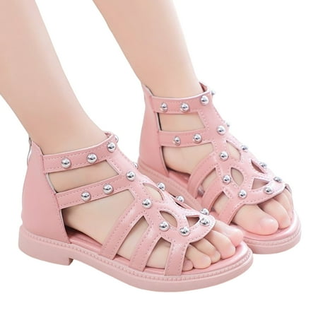 

RUICUW Children Shoes Flat High Top Sandals Fashion Summer Little Girl Beads High Top Princess Children Shoes 3.5-4 Years