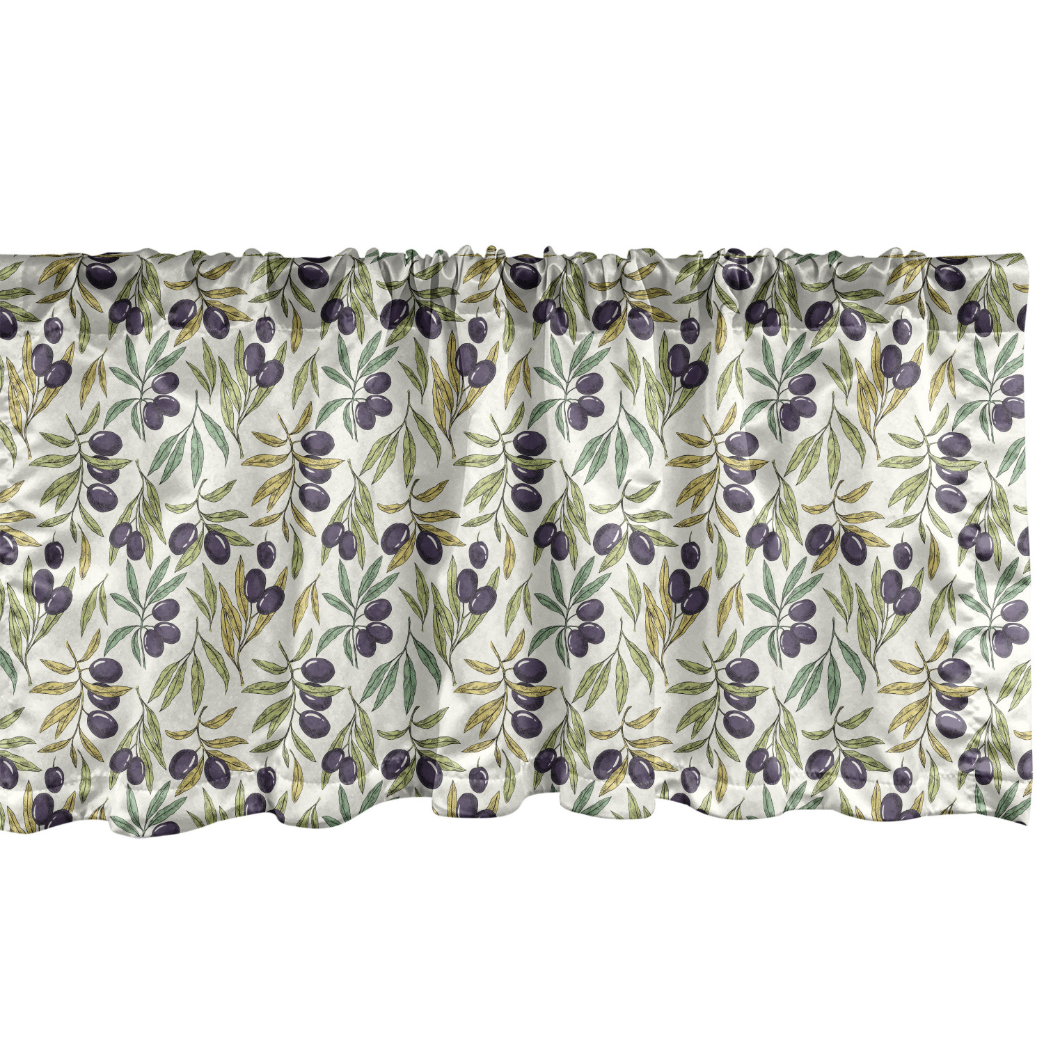 Olive Window Valance, Botanical Elements Symbolizing Peace Vintage Art