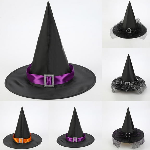 Halloween Baby Hats Decorative Props Roleplay Headdress Bow Caps Wizard HatToddler Hat Purple One Size