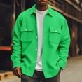 thumbnail image 2 of LISTHA Men's Casual Flap Pocket Button Front Long Sleeve Jackets Green M, 2 of 6