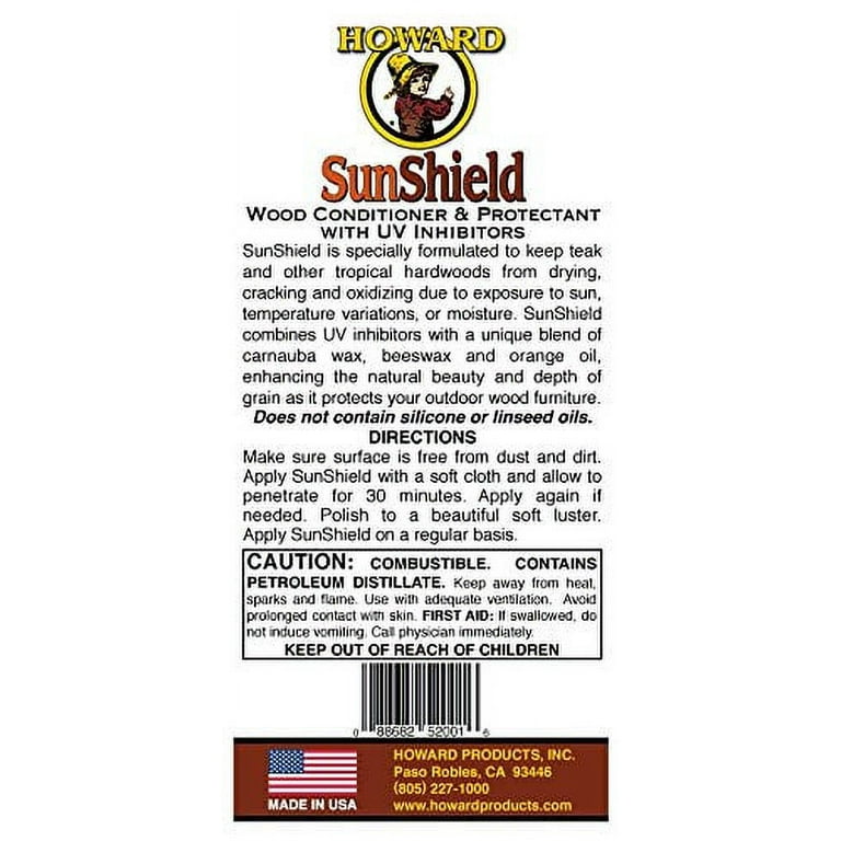Howard SWAX16 SunShield Outdoor Furniture Wax with UV Protection, 16-Ounce,  Yellow 