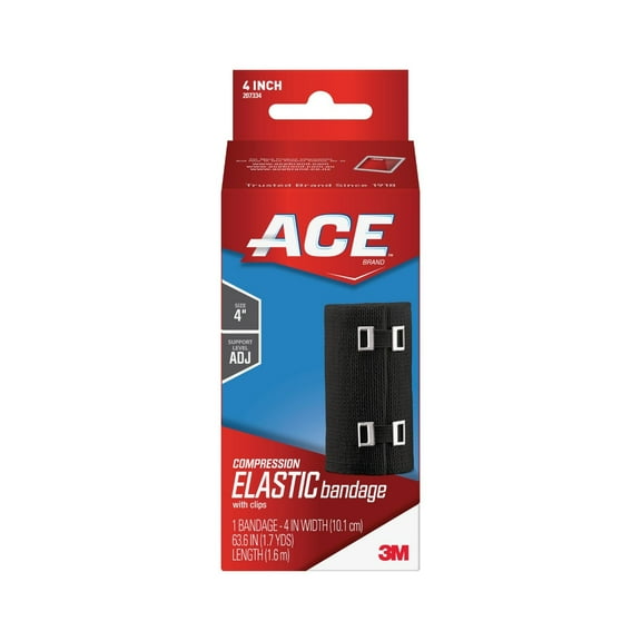 ACE Brand Elastic Bandage W/ Metal Clips, Size 4 in., Black, Arm or Leg Sling