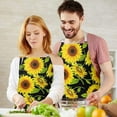 thumbnail image 3 of Black Green Leaf Sunflower Pattern Apron-Garden Aprons for Women with Pockets-Cotton Linen Waterproof Kitchen Cooking Gardening Aprons Adjustable for Kitchen,Cooking,BBQ and Salon 33x27 Inch, 3 of 7
