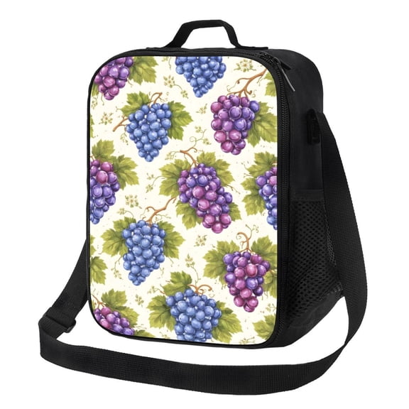 Grape Lunch Bag Insulated Thermal Lunch Box with Shoulder Strap & Handle for Women and Men