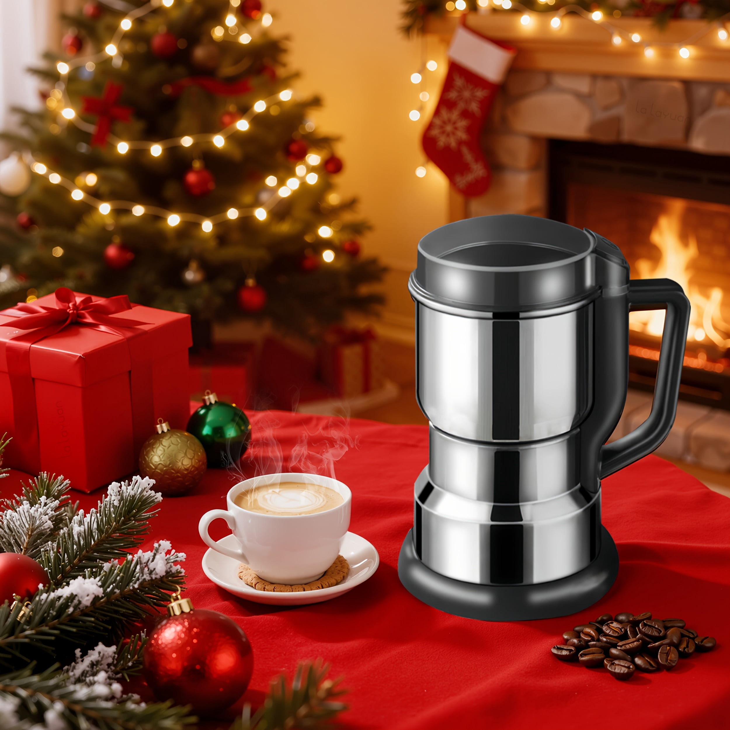 1pc Electric Coffee Grinder with 300W Motor & 4-Blade System – Fast Grinding in 10s, Stainless Steel Coffee Bean Mill for Beans, Spices, Wet & Dry Food Processor with One-Touch Operation