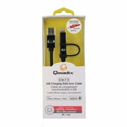 Qmadix (QM-USBAP5-2IN1BK) 5Ft 2-in-1 Charging and Data Sync Cable for Micro USB