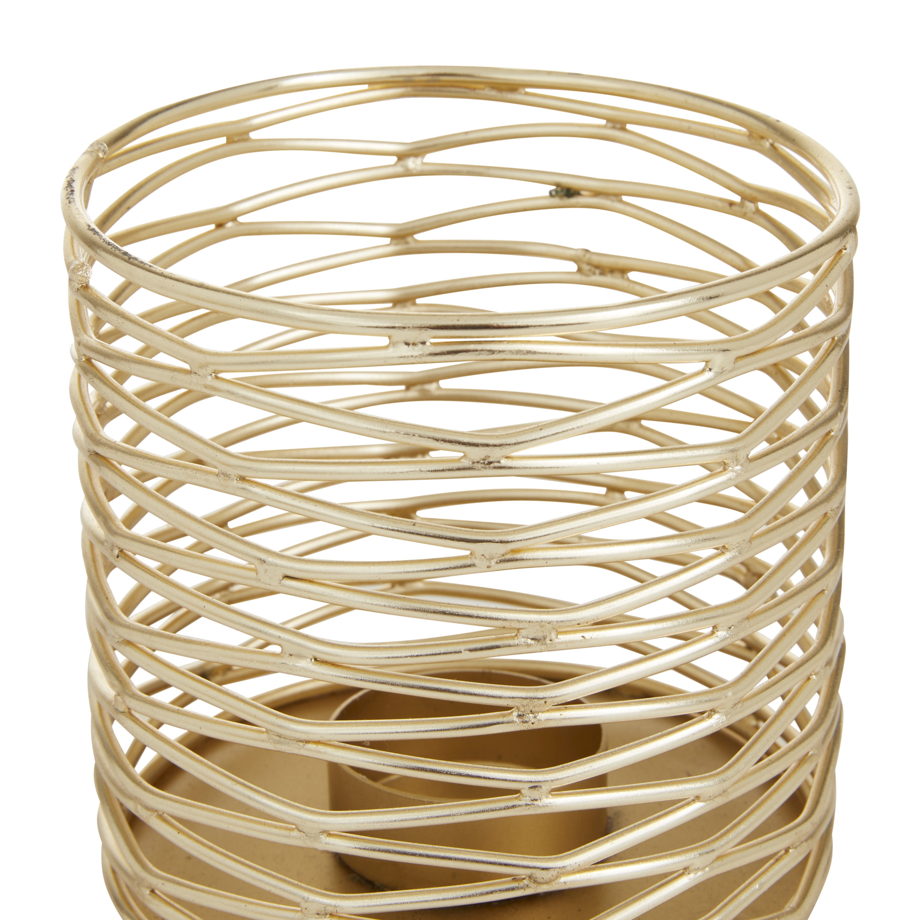 DecMode 4 in W, 4 in H Iron Glam Candle Holders, Gold, 3-Piece