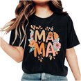 thumbnail image 4 of GaThRRgYP Tops for Women Trendy,Summer Tops for Women 2025,Women Mother's Day Gift Mom Flower Print Short Sleeve Round Neck T-shirt Pattern Top Black L, 4 of 7