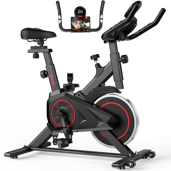 Patbrela Exercise Bike Home Workout Equipment Stationary Bike, 100% Adjustable Resistance, Indoor Cycling Bike for Women Home Gym, Black
