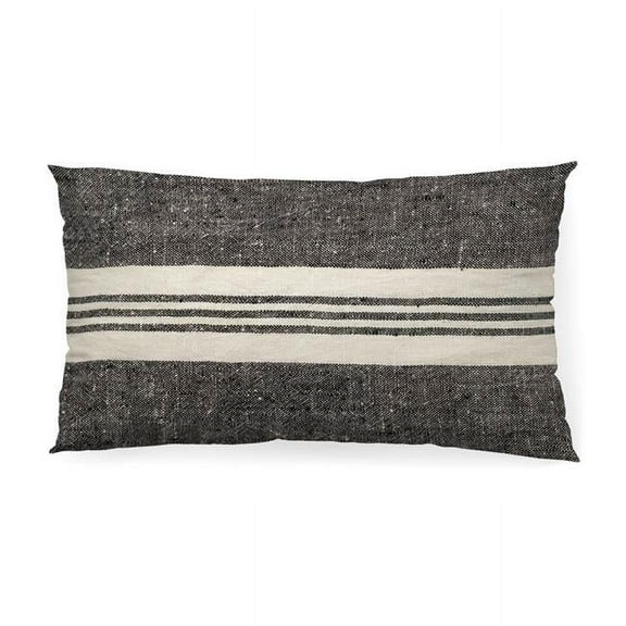Striped Lumbar Accent Pillow Cover, Black & White