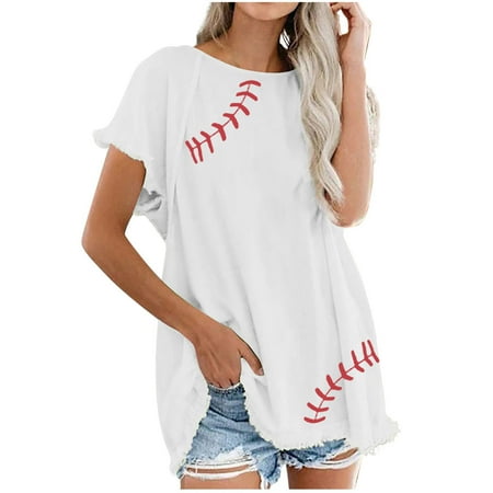 

kakina CMSX Oversized Shirts for Women Casual Printed Short Sleeve T-shirt Tops Plus Size Casual Tops White XL