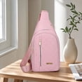 thumbnail image 4 of ROLKFUK Sling Crossbody Bag for Women, Multi Pocket Lightweight Chest Bag, Pink, 4 of 5