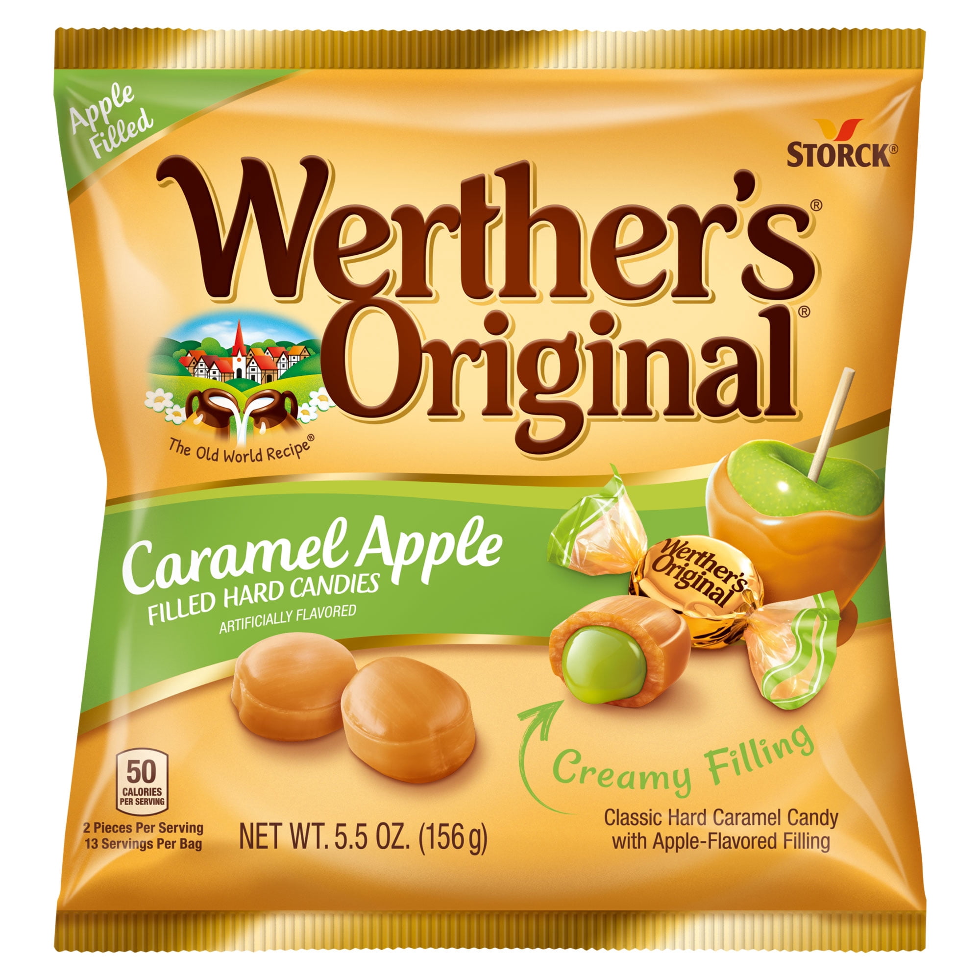 (4 pack) Werther's Original Hard Apple Filled Caramel Candy, 5.5 oz