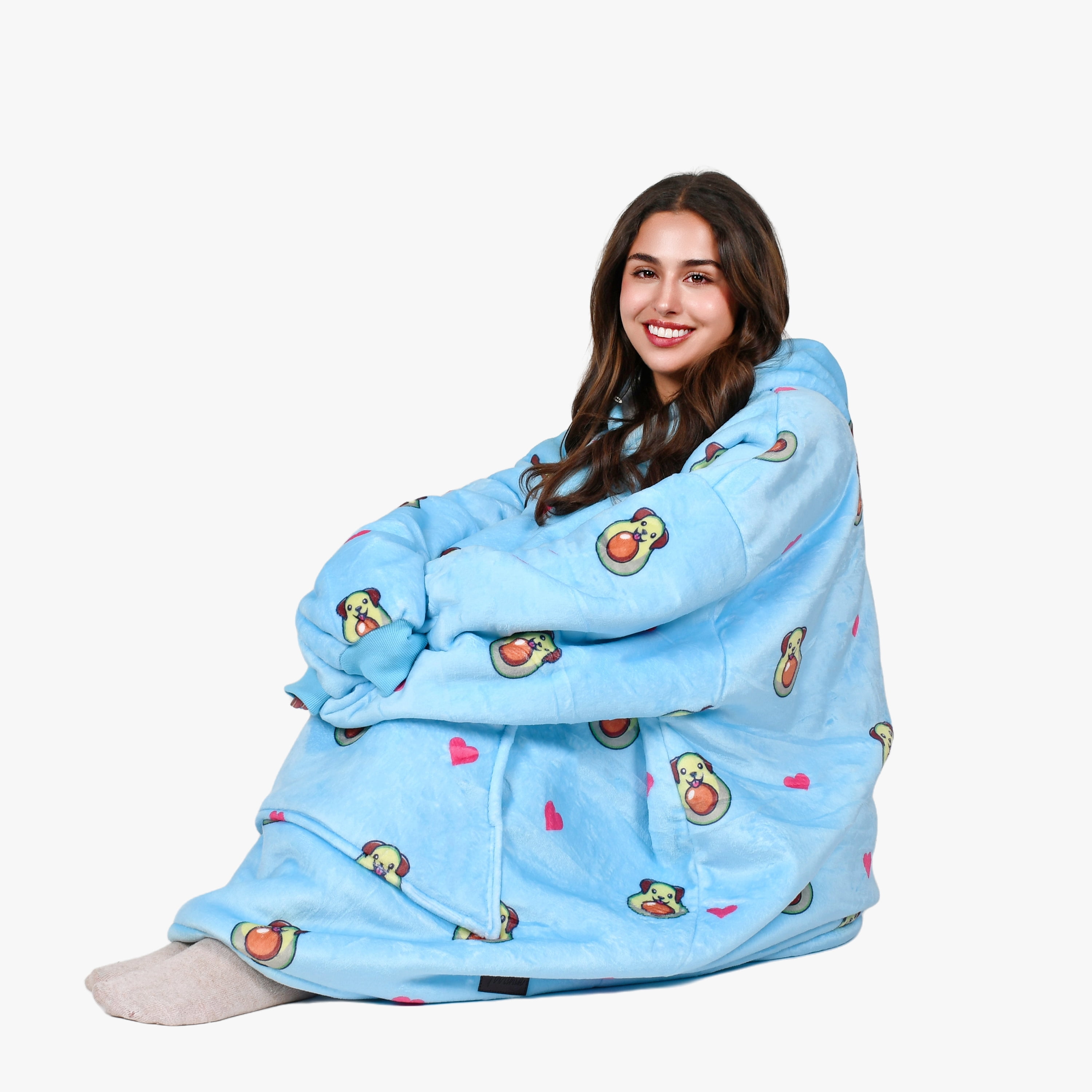 Tirrinia Oversized Blanket Hoodie, Wearable Fluffy Sherpa Blanket, Cozy Sweatshirt Blanket Gift for Adult Women Men Girlfriend